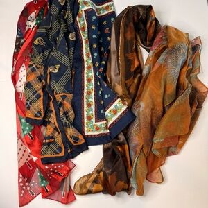Vintage Scarf & Handkerchief Lot – Mixed Prints & Styles